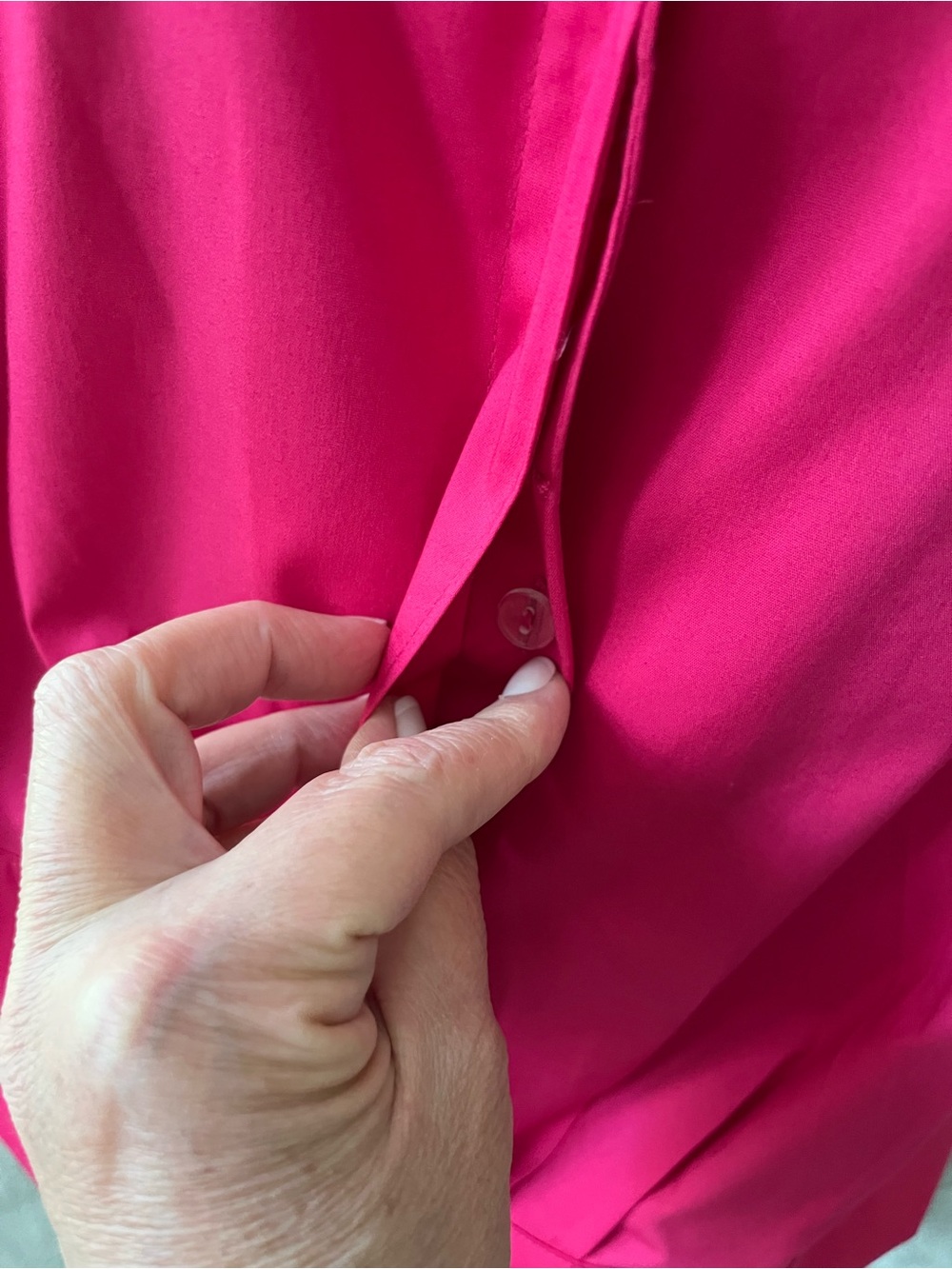 Just My Size 2X Hot Pink Fuscia V Neck Collared Blouse High Low 3/4 Sleeve Ties - Picture 6 of 8